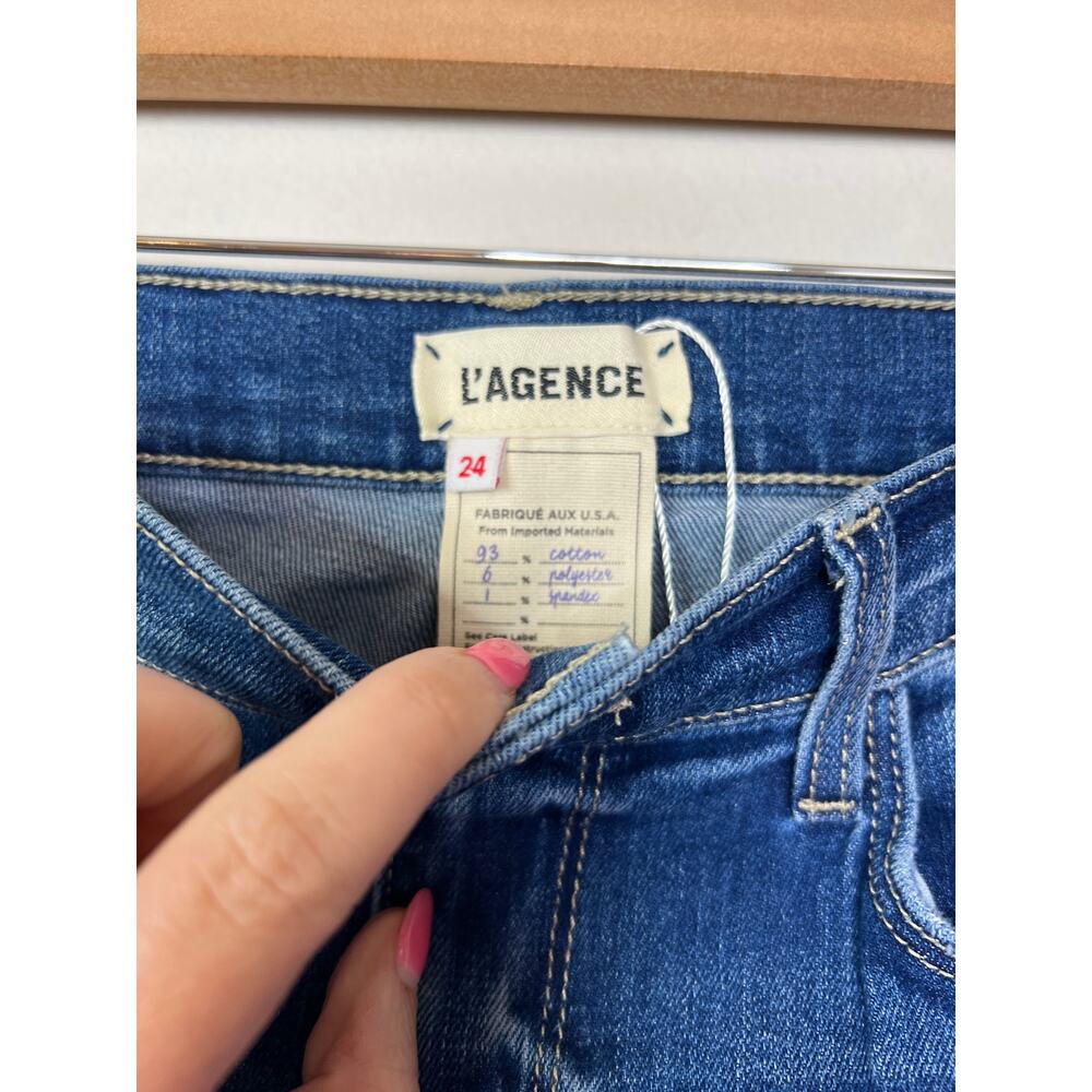 NWT L'agence Raw Hem Sada High Rise Crop Laredo Wash Denim Blue Slim Jean - Picture 4 of 7